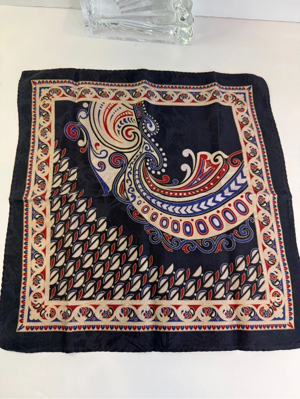Dapper Americana Elegance Vintage Paisley Pocket Square Handkerchief 12” x 12”